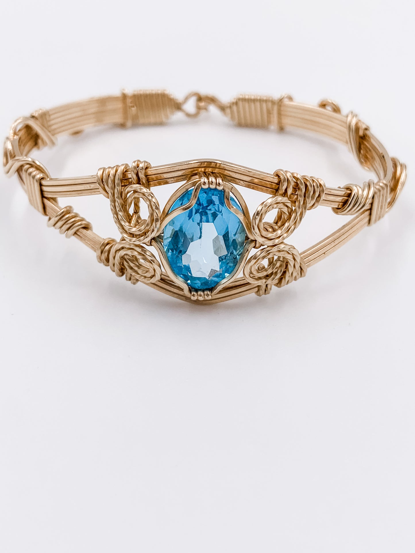 Gemstone Bracelet Blue Topaz 6 Strand